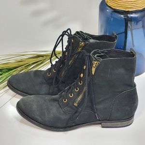 Sam Edelman Mackay- Lace-Up Black Leather Boots- Size 9